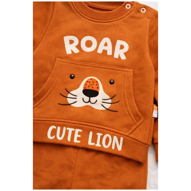 Costum bebe bumbac 2 piese bluza si pantaloni model leu cute trpb0098