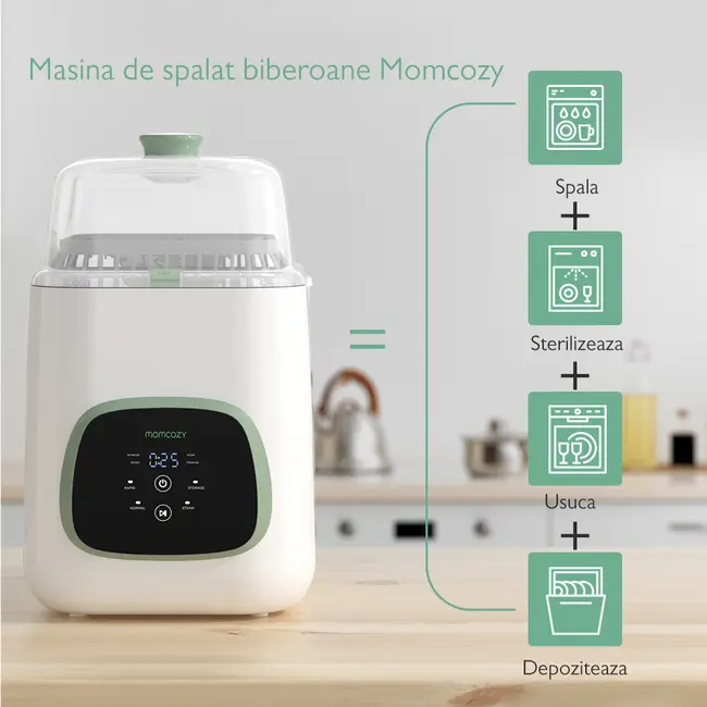 Masina de spalat si sterilizat biberoane Momcozy KleanPal Pro