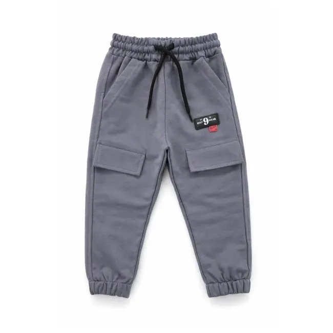 Pantaloni copii trening din bumbac cu snur si buzunare laterale trpb0117