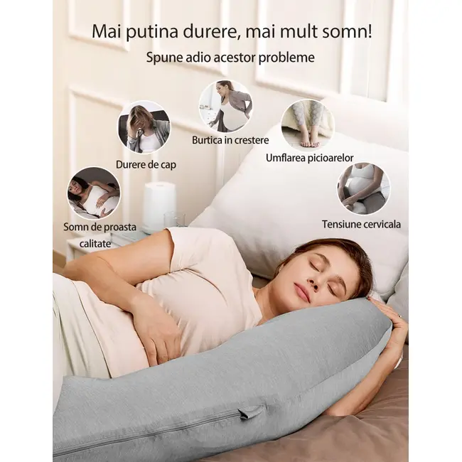 Perna gravide Momcozy Jersey Fabric Light Grey