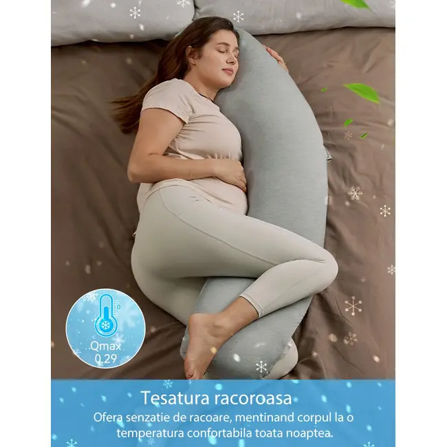 Perna gravide Momcozy Jersey Fabric Light Grey