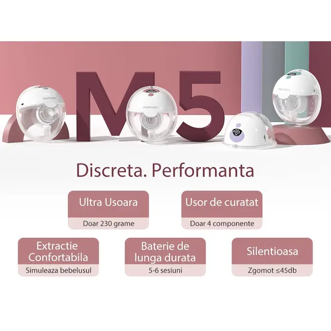 Pompa de san Momcozy Hands-free M5 Grey