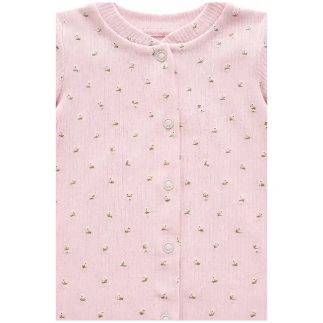 Salopeta bebe roz tip pijama bumbac moale cu capse overall trpb0105