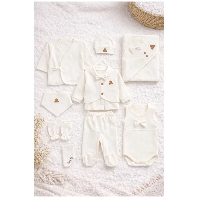 Set bebelusi premium 10 piese bumbac organic, 0-3 luni trpb0111