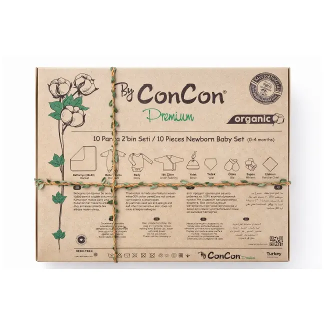 Set bebelusi premium 10 piese bumbac organic, 0-3 luni trpb0111