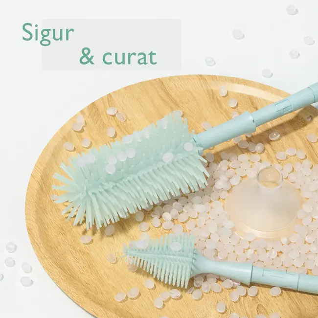 Set curatare biberoane Momcozy cu spuma 360 Push-Press Green