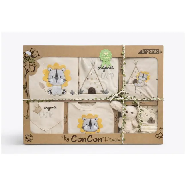 Set nou nascut baieti 10 piese bumbac organic si jucarioara trpb0110