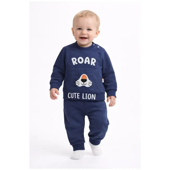 Set trening bebe din bumbac moale bluza cu imprimeu si pantaloni comozi trpb0099