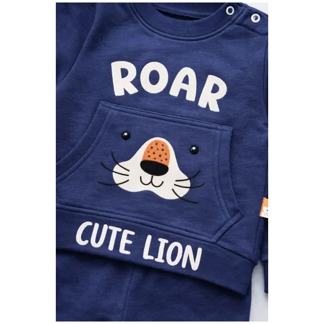 Set trening bebe din bumbac moale bluza cu imprimeu si pantaloni comozi trpb0099