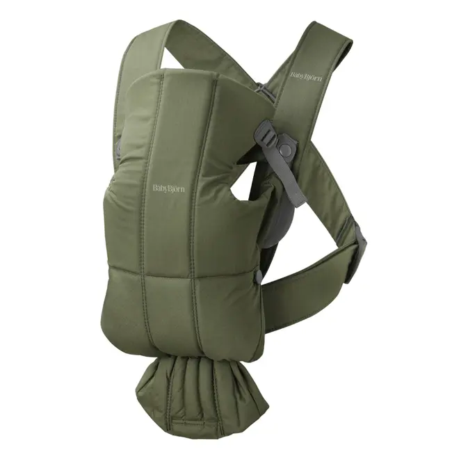 BabyBjorn - Marsupiu anatomic Mini, cu pozitii multiple de purtare, Dark Green, Tesatura BSAFE021040E1