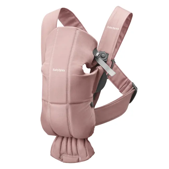 BabyBjorn - Marsupiu anatomic Mini, cu pozitii multiple de purtare, Dusty Pink, Tesatura BSAFE021114E1