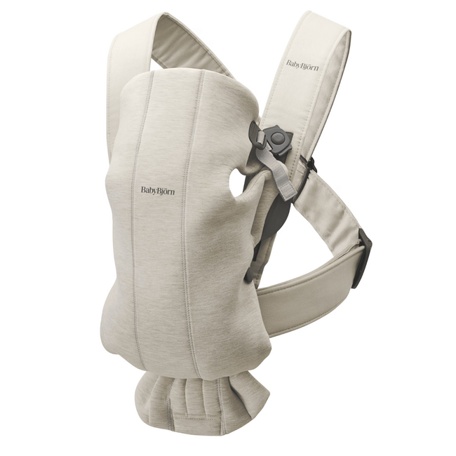 BabyBjorn - Marsupiu anatomic Mini, cu pozitii multiple de purtare, Light Beige, 3D Jersey BSAFE021087E1