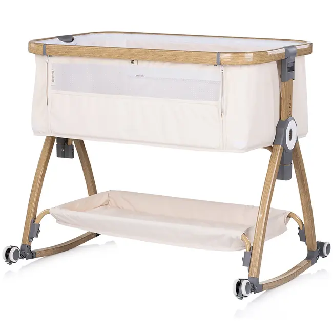 Patut co-sleeper Chipolino Charisma cu laterala culisanta cashmere wood HUBKOSCA0264CA