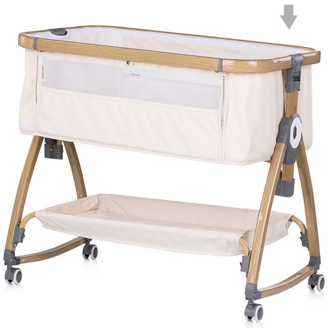 Patut co-sleeper Chipolino Charisma cu laterala culisanta cashmere wood HUBKOSCA0264CA