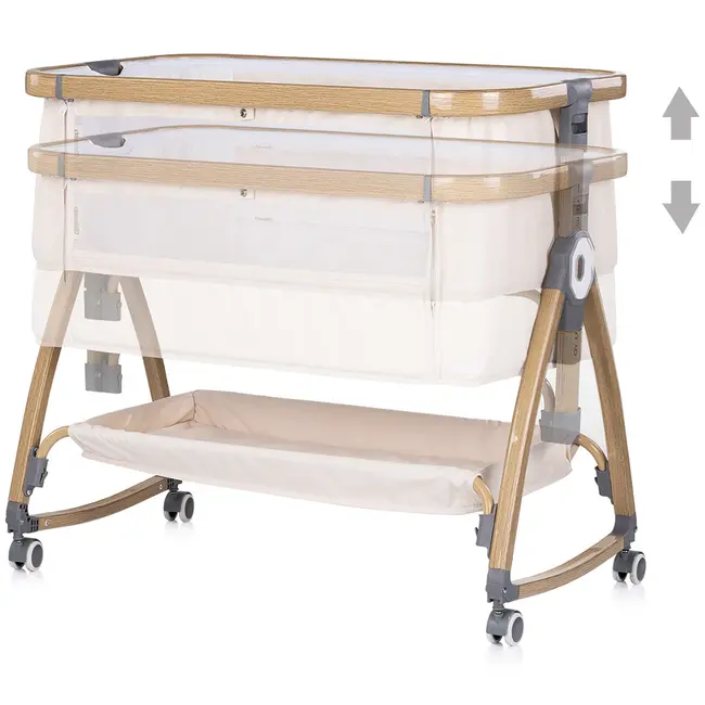 Patut co-sleeper Chipolino Charisma cu laterala culisanta cashmere wood HUBKOSCA0264CA