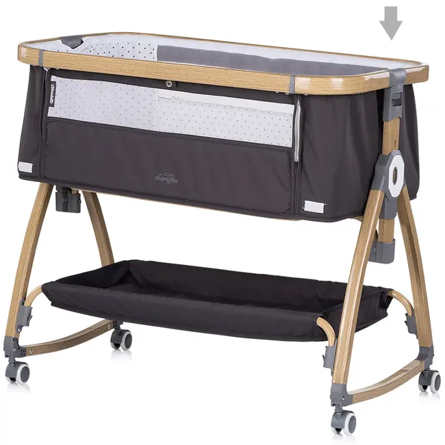 Patut co-sleeper Chipolino Charisma cu laterala culisanta charcoal wood HUBKOSCA0261CH