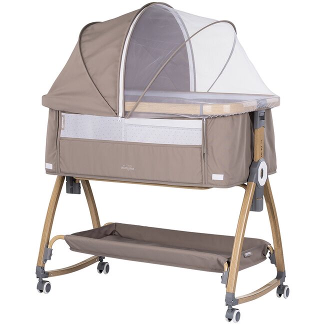 Patut co-sleeper Chipolino Charisma cu laterala culisanta latte wood HUBKOSCA0263LA