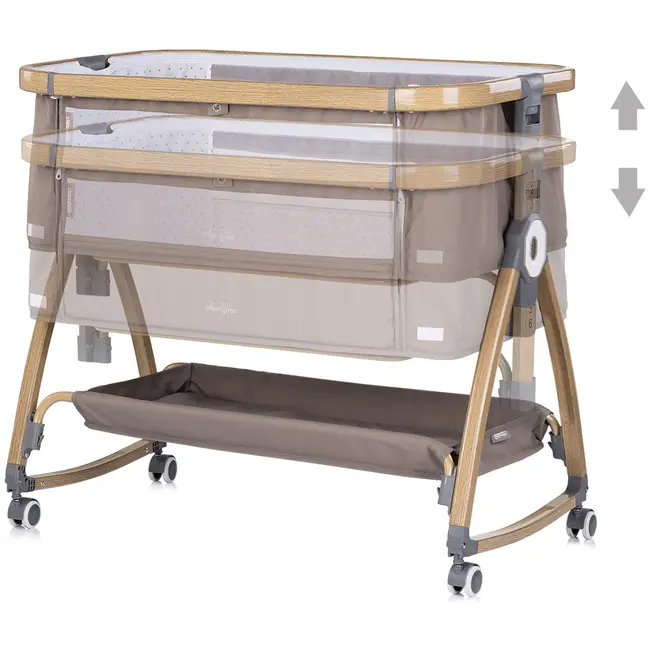 Patut co-sleeper Chipolino Charisma cu laterala culisanta latte wood HUBKOSCA0263LA