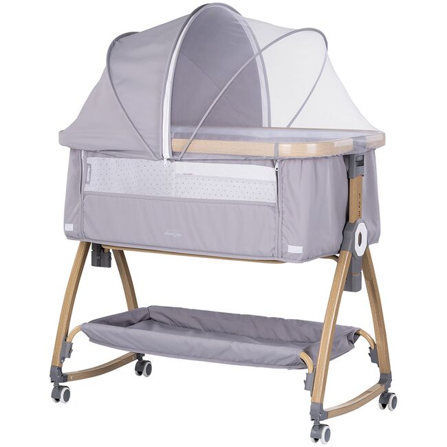 Patut co-sleeper Chipolino Charisma cu laterala culisanta platinum wood HUBKOSCA0262PL