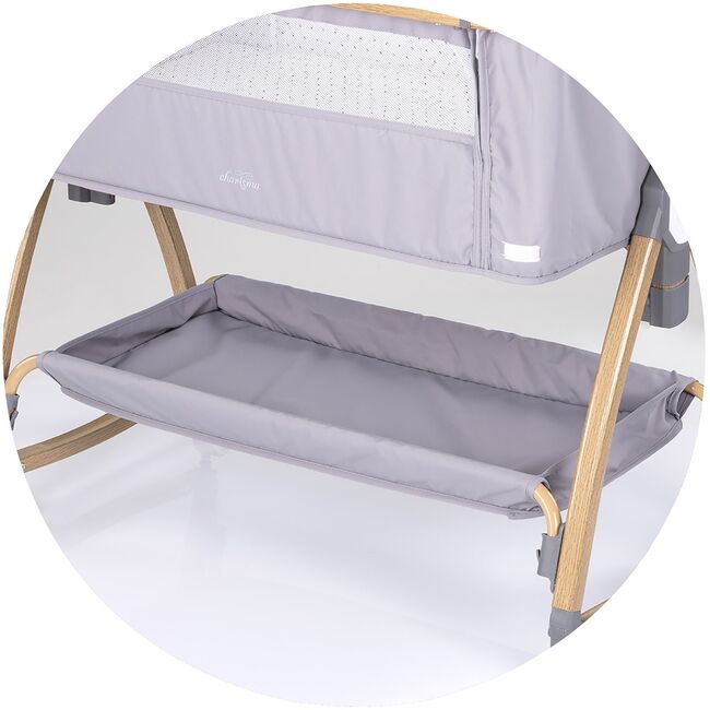 Patut co-sleeper Chipolino Charisma cu laterala culisanta platinum wood HUBKOSCA0262PL