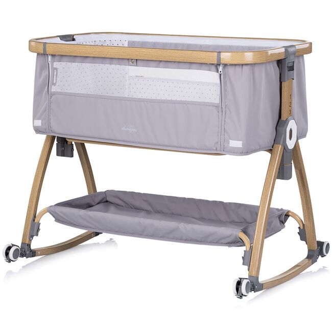 Patut co-sleeper Chipolino Charisma cu laterala culisanta platinum wood HUBKOSCA0262PL