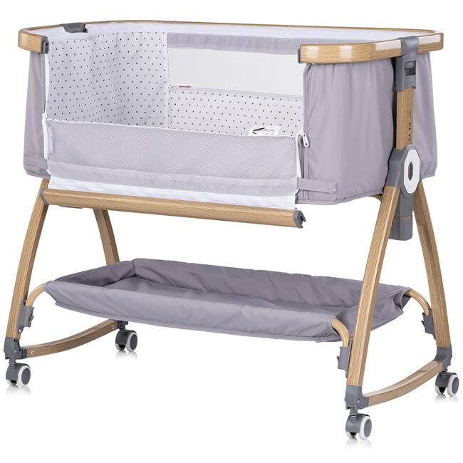 Patut co-sleeper Chipolino Charisma cu laterala culisanta platinum wood HUBKOSCA0262PL