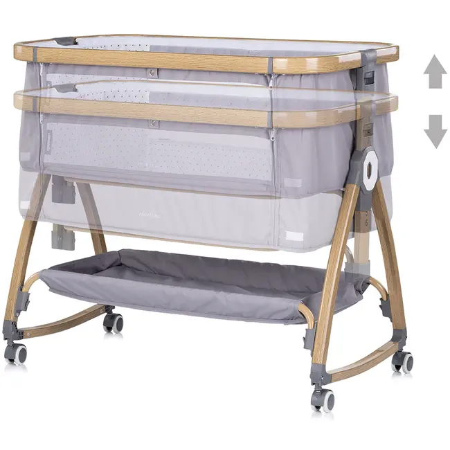 Patut co-sleeper Chipolino Charisma cu laterala culisanta platinum wood HUBKOSCA0262PL
