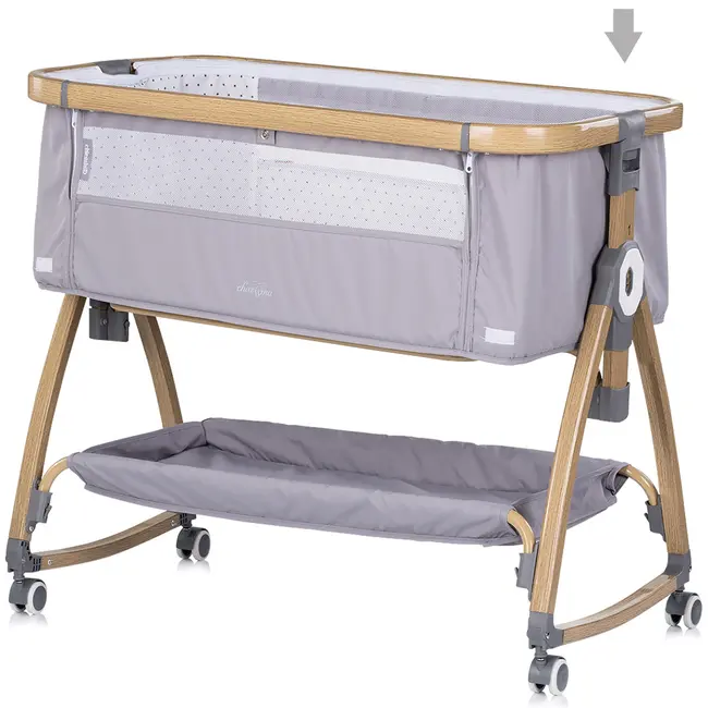 Patut co-sleeper Chipolino Charisma cu laterala culisanta platinum wood HUBKOSCA0262PL