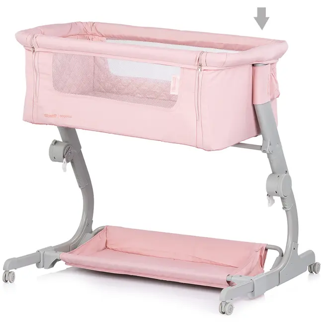 Patut co-sleeper Chipolino Eleganza cu laterala culisanta pink marshmallow HUBKOSEL0254PM