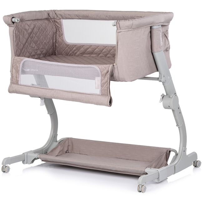 Patut co-sleeper Chipolino Eleganza cu laterala culisanta tiramisu HUBKOSEL0252TR