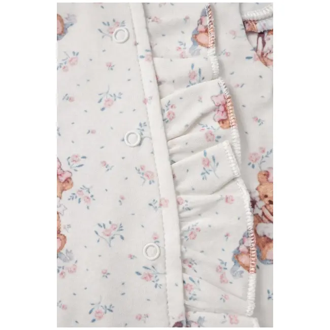 Salopeta bebe fetite cu volane bumbac set cu bentita imprimeu ursulet  trpb0126