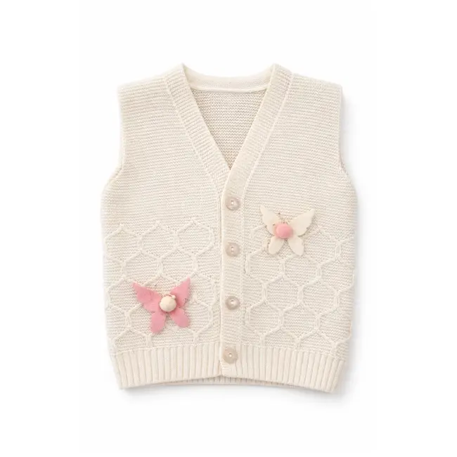 Set bebe tricotat 6 piese alb paturica vesta bluza pantaloni caciula botosei trpb0175