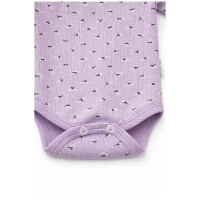 Set bebelus fetita 3 piese body pantaloni caciula bumbac ribat lila trpb0160