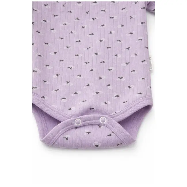 Set bebelus fetita 3 piese body pantaloni caciula bumbac ribat lila trpb0160