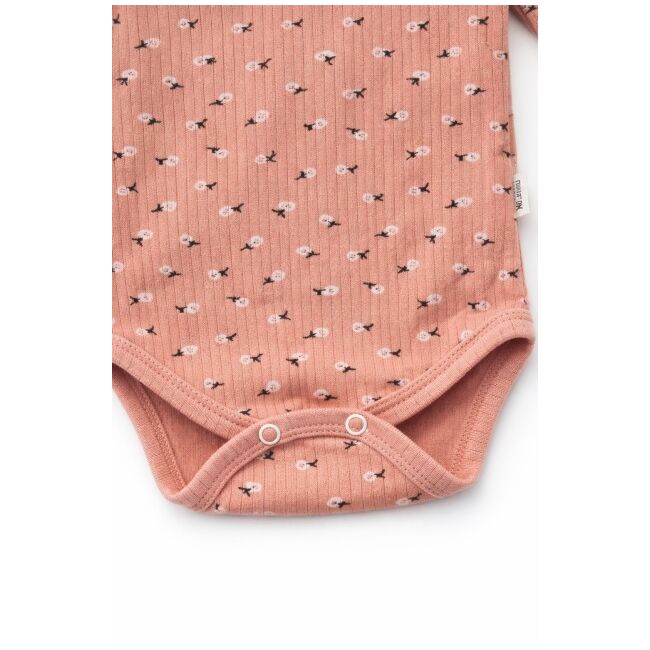 Set bebelus fetita 3 piese body pantaloni caciula bumbac ribat roz pudra trpb0161