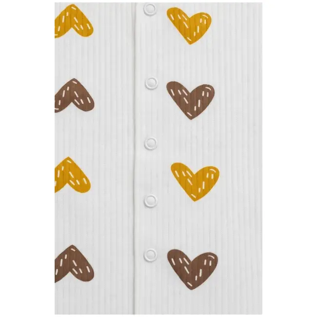 Set bebelus unisex 3 piese bumbac ribat cu inimioare bluza pantaloni caciula trpb0158