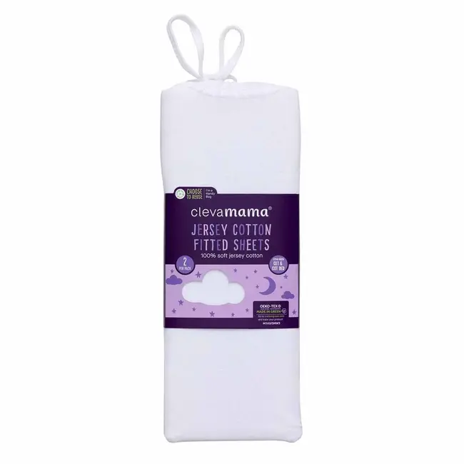 Set doua cearceafuri, alb, cu elastic 140 cm x 70 cm Clevamama 3368 SUPclvm_3368