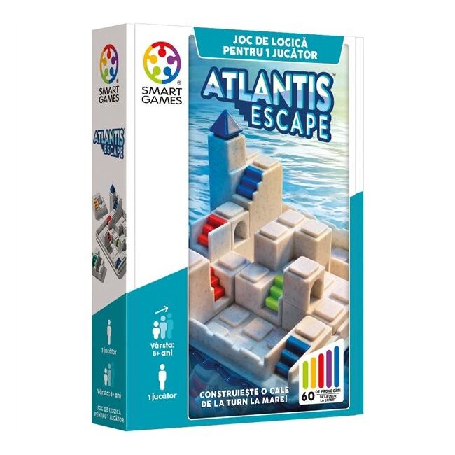 Smart games - atlantis escape, joc de logica cu 60 de provocari, 8+ ani, editie lb. romana - okesg442ro