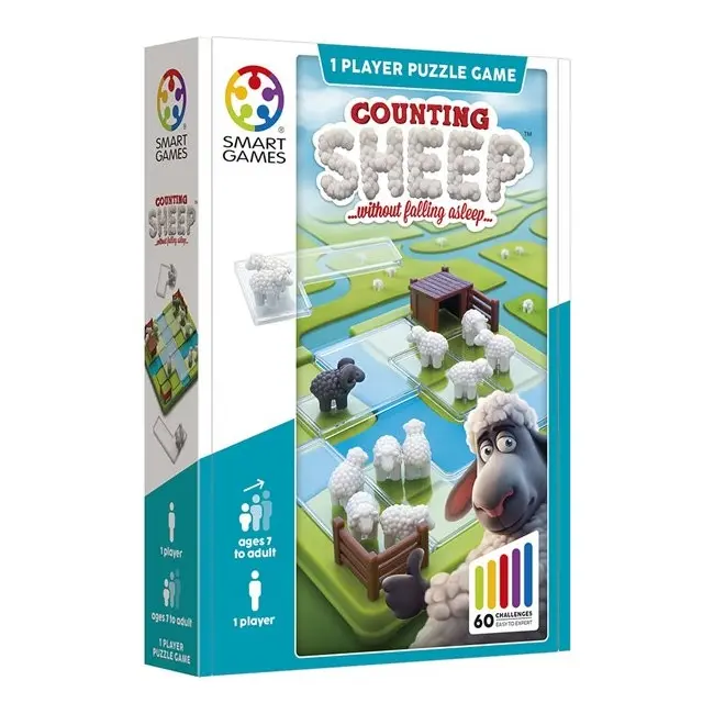 Smart games - counting sheep, joc de logica cu 60 de provocari, 7+ ani, editie internationala - okesg452