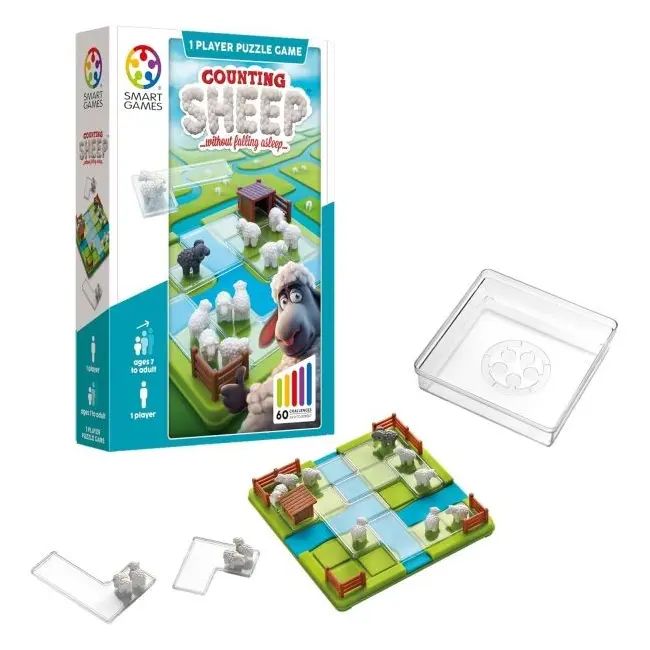 Smart games - counting sheep, joc de logica cu 60 de provocari, 7+ ani, editie internationala - okesg452