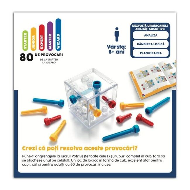 Smart games - criss cross cube, joc de logica cu 80 de provocari, 8+ ani, editie lb. romana - okesg415ro