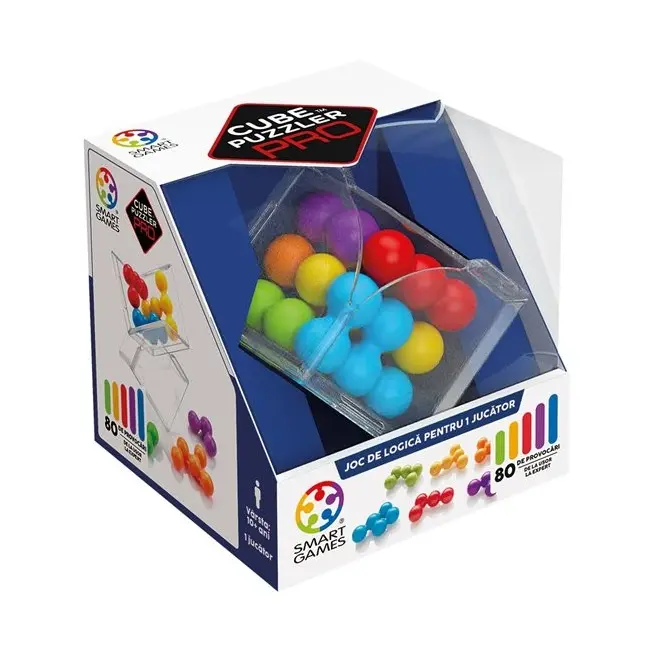 Smart games - cube puzzler pro, joc de logica cu 80 de provocari, 10+ ani, editie lb. romana - okesg413ro
