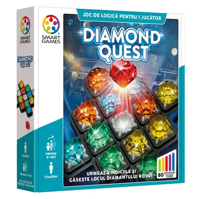 Smart games - diamond quest, joc de logica cu 80 de provocari, 8+ ani, editie lb. romana - okesg093ro