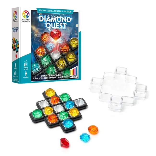 Smart games - diamond quest, joc de logica cu 80 de provocari, 8+ ani, editie lb. romana - okesg093ro