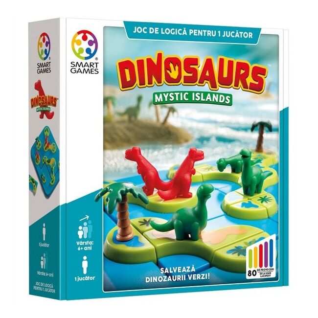 Smart games - dinosaurs mystic islands, joc de logica cu 80 de provocari, 6+ ani, editie lb. romana - okesg282ro