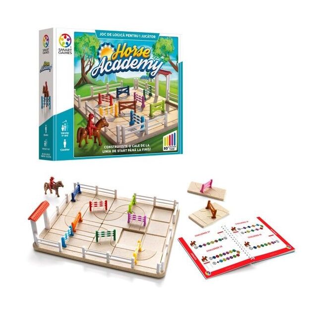 Smart games - horse academy, joc de logica cu 80 de provocari, 7+ ani, editie lb. romana - okesg097ro