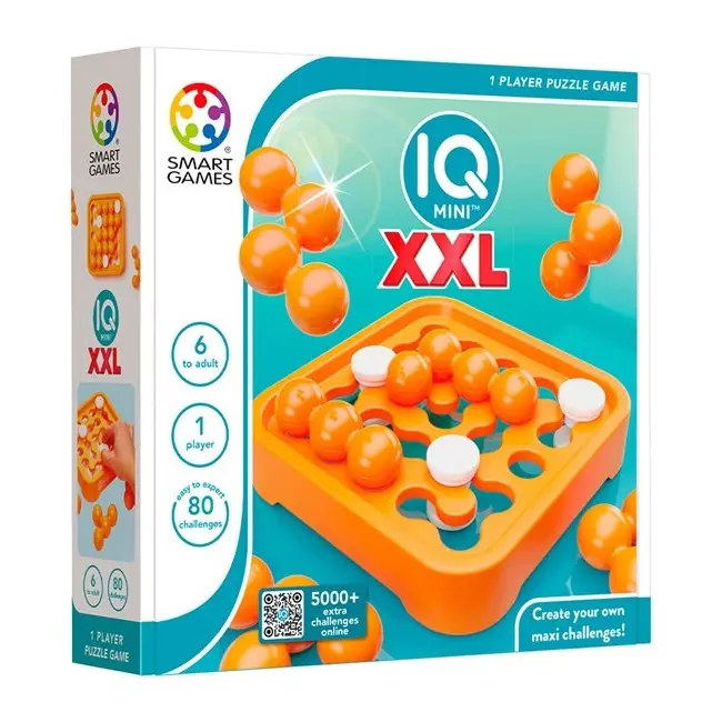 Smart games - iq mini xxl, joc de logica cu 80 de provocari, 6+ ani, editie internationala - okesg401xl