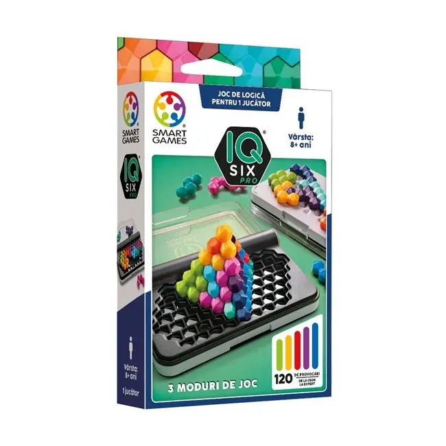 Smart games - iq six pro, joc de logica cu 120 de provocari, 8+ ani, editie lb. romana - okesg479ro