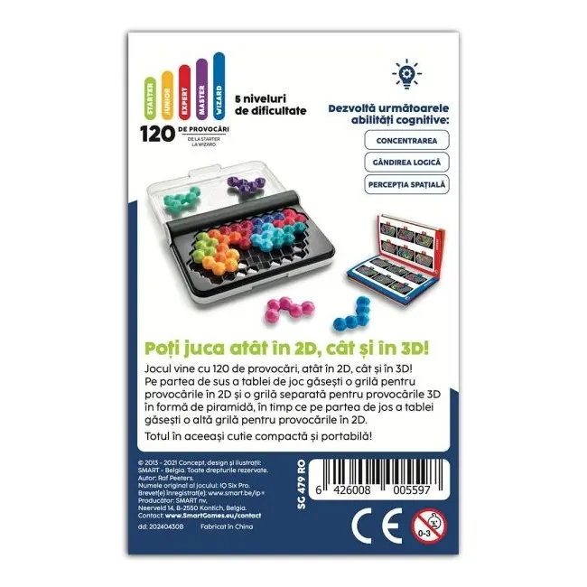 Smart games - iq six pro, joc de logica cu 120 de provocari, 8+ ani, editie lb. romana - okesg479ro