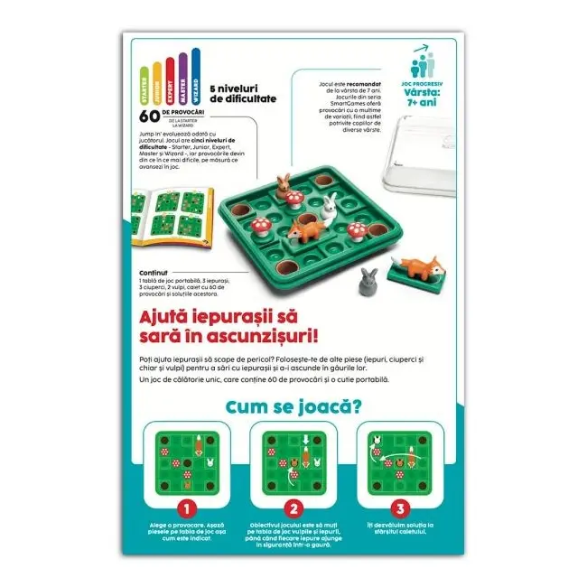 Smart games - jump'in, joc de logica cu 60 de provocari, 7+ ani, editie lb. romana - okesg421ro